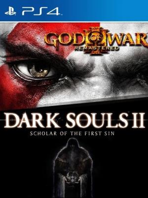 2 juegos en 1 God of War III mas DARK SOULS II Scholar of the First Sin PS4